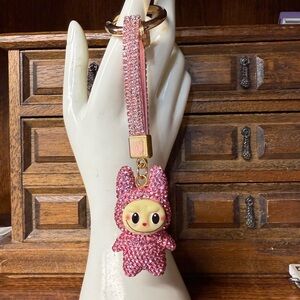 Pink Rhinestone Bunny Keychain